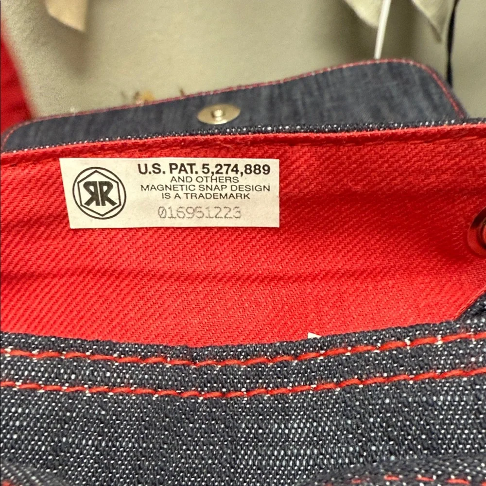 Vintage Relic Denim Backpack with Red Stitching and Matching Pouch